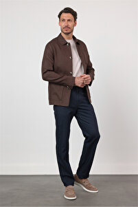İmza Berberi Yaka Keten Düz Slim Fit Casual Mont 1007260152
