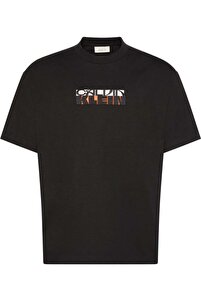 wmv CARREE TEE S/S (SUPERFINE) W Tシャツ Calvin Klein Ss 16S Tc Block Gra Erkek Bisiklet Yaka T-Shirt Siyah
