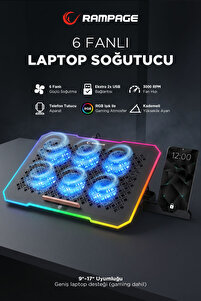 Rampage S48 Freez Rgb 6 Fan Telefon Tutuculu 15.6 Inç Notebook