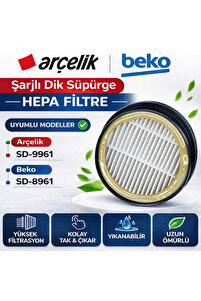 Arçelik Beko Orijinal SD/9961 , SD/8961 Şarjlı Dik Süpürge Hepa