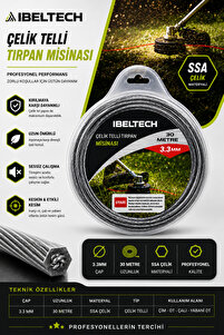 İBELTECH 3.3 mm SSA Çelik Telli Tırpan Misinası 30 Metre - Fiyatı