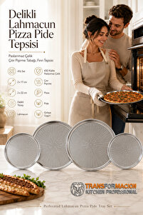 Transformacion Delikli Pizza Lahmacun Tepsisi Çelik 17 ve 22 CM 4