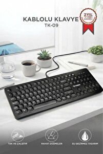 Torima Kablolu Q Klavye Retro Daktilo Görünümlü TK09 Siyah