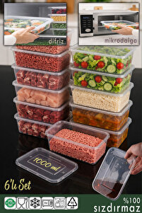 MuKuRo CDセット Ezupack 6Lı 1000ml Eko Sızdırmaz Kapaklı Mikrodalga Difriz Derin
