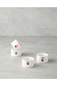 English Home Lovely Stoneware 4'lü Çerezlik 6,5 cm Kırmızı