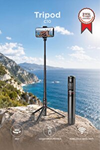 Torima Tripod Çok Amaçlı Kumandalı Selfie Çubuğu C10 Siyah