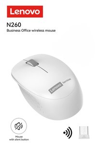 LENOVO N260 Sessiz Kablosuz Mouse Beyaz ( Usb Alıcılı ) Pil Dahil