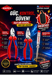 カーペンター BC-Y 90-200 75-190 セット Knipex 70 02 160 + 03 02 160 + Izeltaş 190 mm Kontrol Kalemi Seti