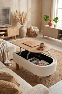 Zem Foster Sandıklı Mekanizmalı Orta Sehpa/Bench, Kırık Beyaz