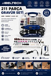 İBELTECH Blue Series 211 Parça Profesyonel Gravür Motoru Seti