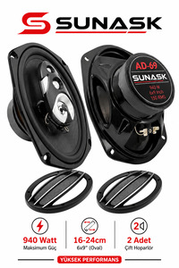 Sunask Sn-6369 1000 Watt Oto Hoparlör Oval 6x9 Araba Hoparlör