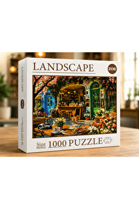 Zoe Landscape 1000 Parça Puzzle Çiçek Bahçeli Kafe Manzarası 68x48
