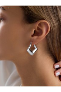 صورة المنتج ذات الصلة Silver أقراط أذن فولاذية