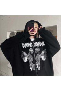 Gofeel Harajuku Gothic Gromig Disorder Love Skeleton Siyah