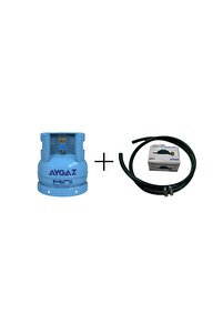 Aygaz Mini Karavan Tüpü + Vanalı Dedantör + 1.5 Metre Hortum (2