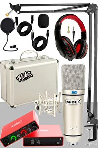 Midex Stüdyo Kayıt Seti - Glx-700 Ses Kartı Cx1-c Mikrofon