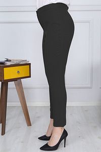 Siyah Kemerli Dar Paça Kumaş Pantolon Likralı Cepsiz G011 ürün fotoğrafı
