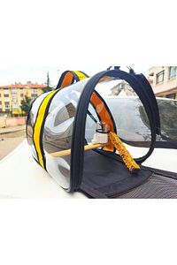 Kuş Taşıma Çantası Suluklu Tünekli 32x22x20 Büyük Boy 1. Kalite, Kraker Hediyeli- Sarı ürün fotoğrafı