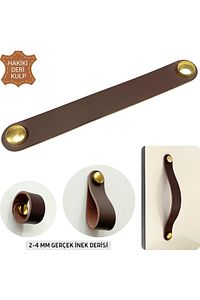 2 Adet Hakiki Deri Modern Çekmece Dolap Kulpu, Deri Kulp, Mobilya Banyo Mutfak Dolabı Kulpları ürün fotoğrafı