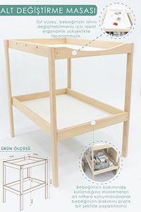 Bebek 4 Parça Set Bebek Alt Değiştirme Masası Ve Pedi, Bağlamalı Ve Sepet Keçe Organizer ürün fotoğrafı