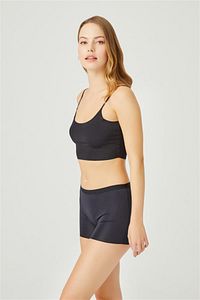 Siyah Basic Lazer Kesim Dikişsiz Kadın Boxer Külot ürün fotoğrafı