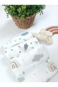 Müslin Battaniye Müslin Örtü 80*80 Cm Müslin Bez Organik Müslin 3 Lü Set Battaniye ürün fotoğrafı