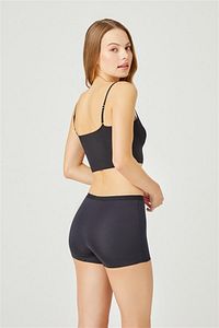 Siyah Basic Lazer Kesim Dikişsiz Kadın Boxer Külot ürün fotoğrafı