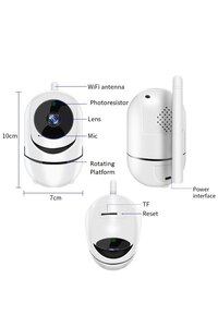 Mini Akıllı Kamera 360° Wifi Bebek Video Gözetim 2 Yönlü Ses Aktarım Gece Görüşlü Güvenlik Sistemi ürün fotoğrafı