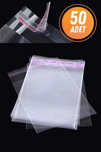 Şeffaf Bantlı 13x20 Cm Parlak Jelatin Poşet 50 Adet Şeffaf Hediye Ceyiz Paketleme Poşeti ürün fotoğrafı