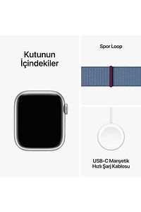 Watch Series 9 GPS 41mm Gümüş Alüminyum Kasa ve Buz Mavisi Spor Loop ürün fotoğrafı