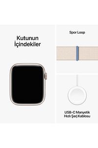 Watch Series 9 GPS 45mm Yıldız Işığı Alüminyum Kasa ve Yıldız Işığı Spor Loop ürün fotoğrafı