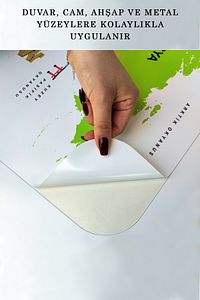 Türkçe Dünya Ve Türkiye Haritası Eğitici Ülke Bayraklı Çocuk Odası Genç Odası Duvar Sticker-3882b ürün fotoğrafı