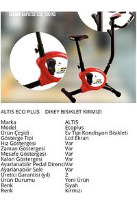 Eco Plus Dikey Bisiklet Kırmızı ürün fotoğrafı