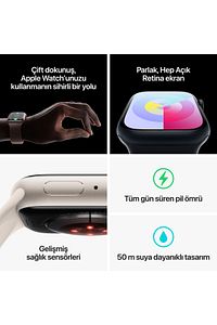 Watch Series 9 GPS 45mm Yıldız Işığı Alüminyum Kasa ve Yıldız Işığı Spor Kordon - S/M ürün fotoğrafı