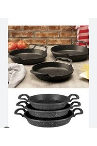 Essenso 3lü Set Döküm Siyah Granit Sahan Tava Seti 18-20-22 Cm ürün fotoğrafı