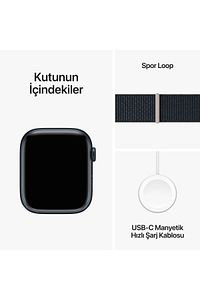 Watch Series 9 GPS 45mm Gece Yarısı Alüminyum Kasa ve Gece Yarısı Spor Loop ürün fotoğrafı
