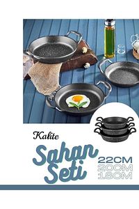 Essenso 3lü Set Döküm Siyah Granit Sahan Tava Seti 18-20-22 Cm ürün fotoğrafı