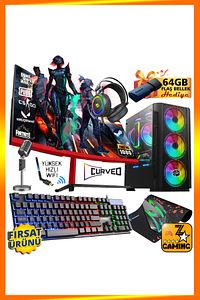 FX60 i5-3470 16GB Ram 1TB HDD+240GB SSD RX550 23.8'' Curved Oyuncu Masaüstü Bilgisayar ürün fotoğrafı
