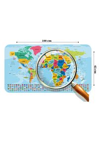 Türkçe Dünya Ve Türkiye Haritası Eğitici Ülke Bayraklı Çocuk Odası Genç Odası Duvar Sticker-3882b ürün fotoğrafı