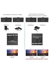 4494 2 Port Çift Yönlü Hdmi Switch Splitter Ekran Monitör Çoklayıcı Çoğaltıcı Bidirection ürün fotoğrafı
