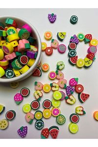 Fimo Karışık Meyve Boncuk, 10mm Meyve Figürü, Takı Yapım Malzemesi, Meyve Modeli (40 Adet) ürün fotoğrafı