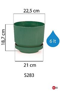 6 Litre Gri Dekoratif Lüks Saksı Iç Dış Mekan Tabaklı Plastik Çiçek Saksısı ürün fotoğrafı