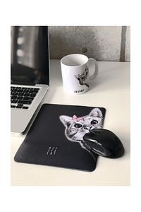 Bilek Destekli Mouse Pad Siyah Meraklı Kedi ürün fotoğrafı