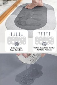 Sihirli Su Emici Banyo Paspası Kaymaz Tabanlı Abdest Paspası 3,5 Mm 40x60 ürün fotoğrafı