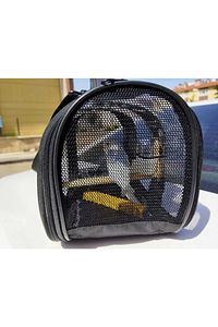 Kuş Taşıma Çantası Suluklu Tünekli 32x22x20 Orta Boy 1. Kalite, Kraker Hediyeli- Siyah ürün fotoğrafı