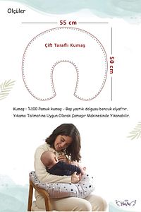 Emzirme Yastığı Ve Destek Minderi, Çift Taraflı %100 Pamuk Kumaş Gri Yıldız Desenli ürün fotoğrafı