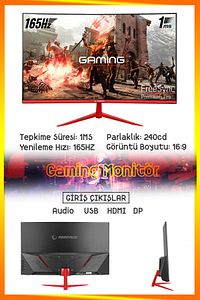 Wizard X70 Ryzen 5 5600x 32gb 256gb M.2 Ssd 1tb Rtx3050 24" 165hz Oyuncu Masaüstü Bilgisayarı ürün fotoğrafı