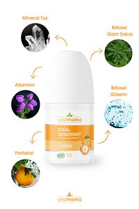 Doğal Roll-on Portakal Deodorant Ter Kokusu Önleyici Aluminyum Içermeyen Vegan Alkolsüz ürün fotoğrafı
