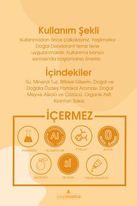 Doğal Roll-on Portakal Deodorant Ter Kokusu Önleyici Aluminyum Içermeyen Vegan Alkolsüz ürün fotoğrafı