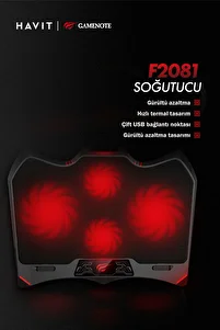 Gamenote F2081 Cooling Pad Rgb Gaming Laptop Soğutucu - 2 Büyük Fan 2200rpm ürün fotoğrafı